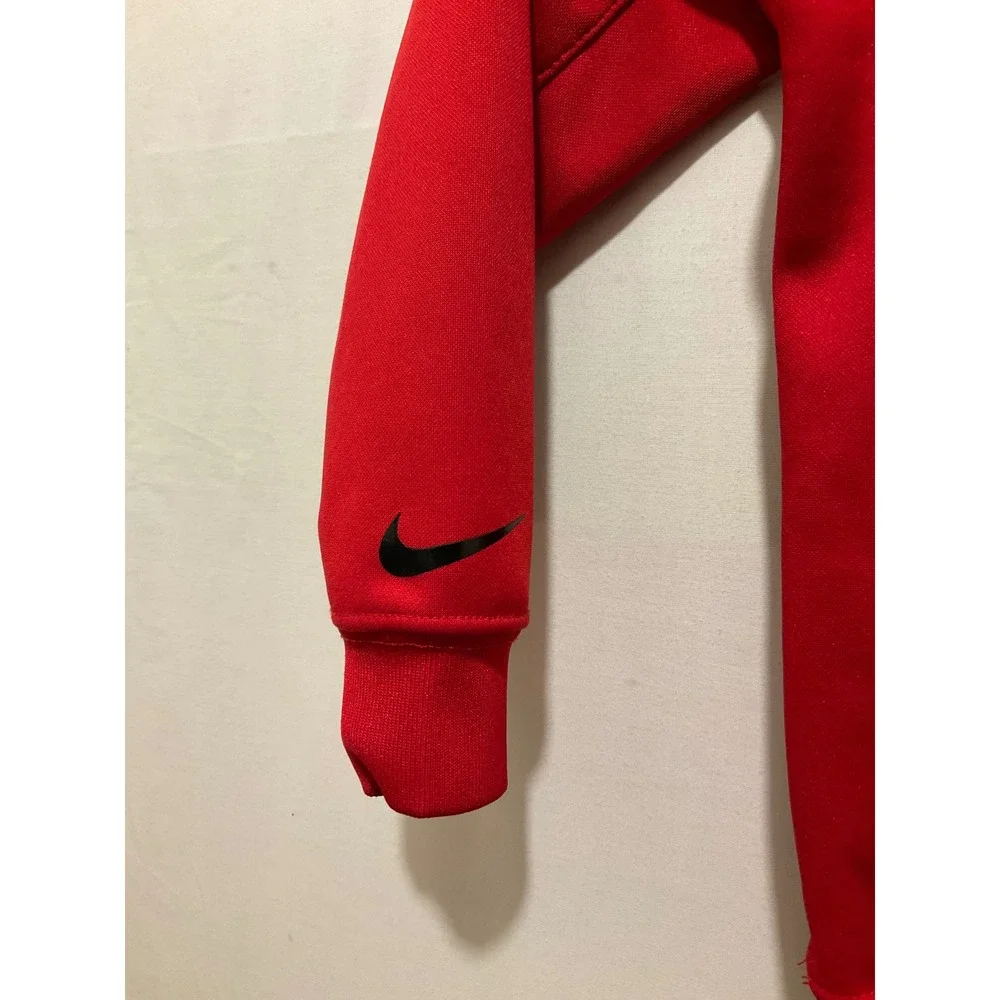 Nike Boys Therma-FIT‎ Red Quarter Zip Hoodie Camo Logo Sweatshirt Size Small 8
